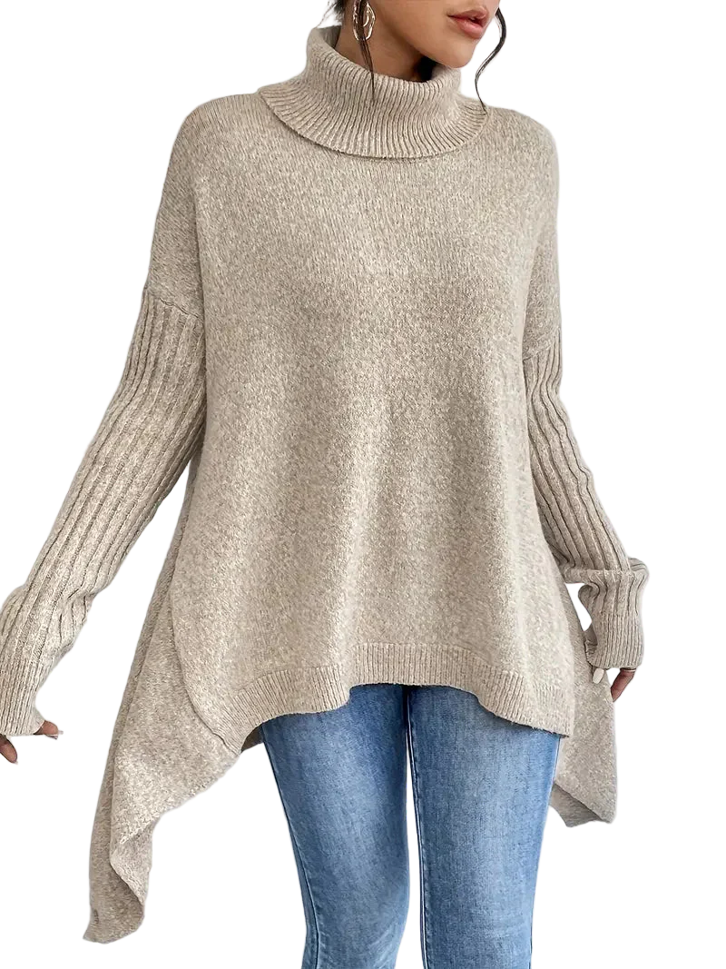 Jeanne | Pull long confortable à col roulé