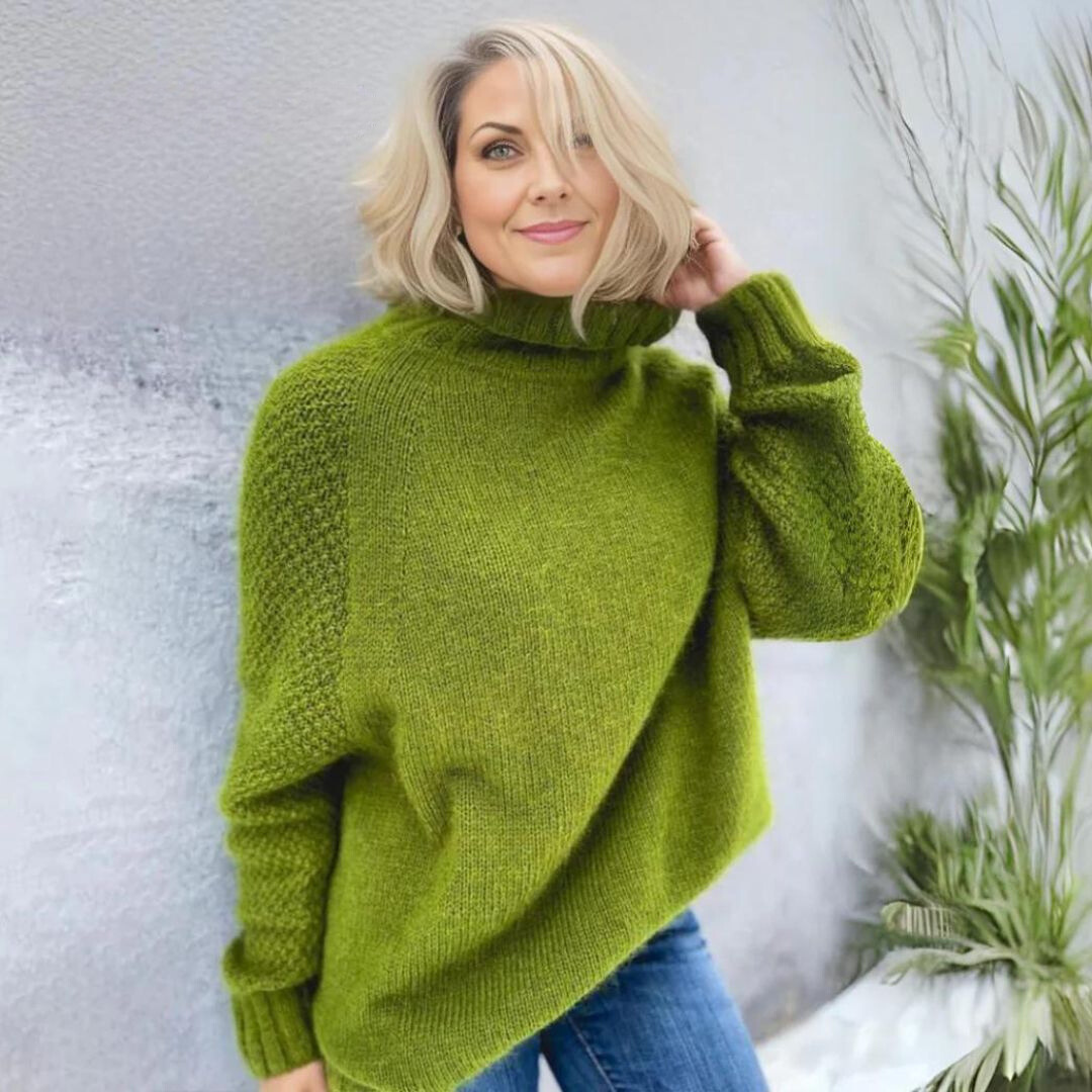 Eleganza | Pull Col Roulé Élégant Angela Vert Pomme