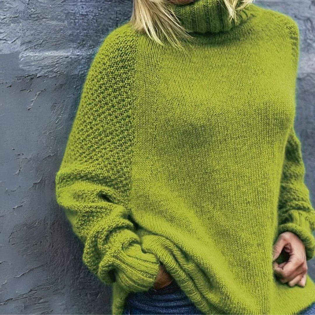 Eleganza | Pull Col Roulé Élégant Angela Vert Pomme