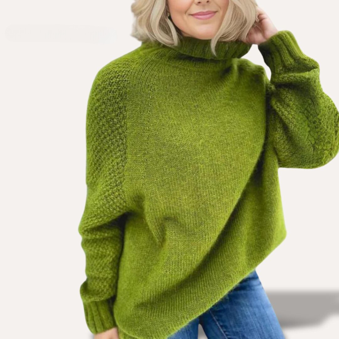 Eleganza | Pull Col Roulé Élégant Angela Vert Pomme