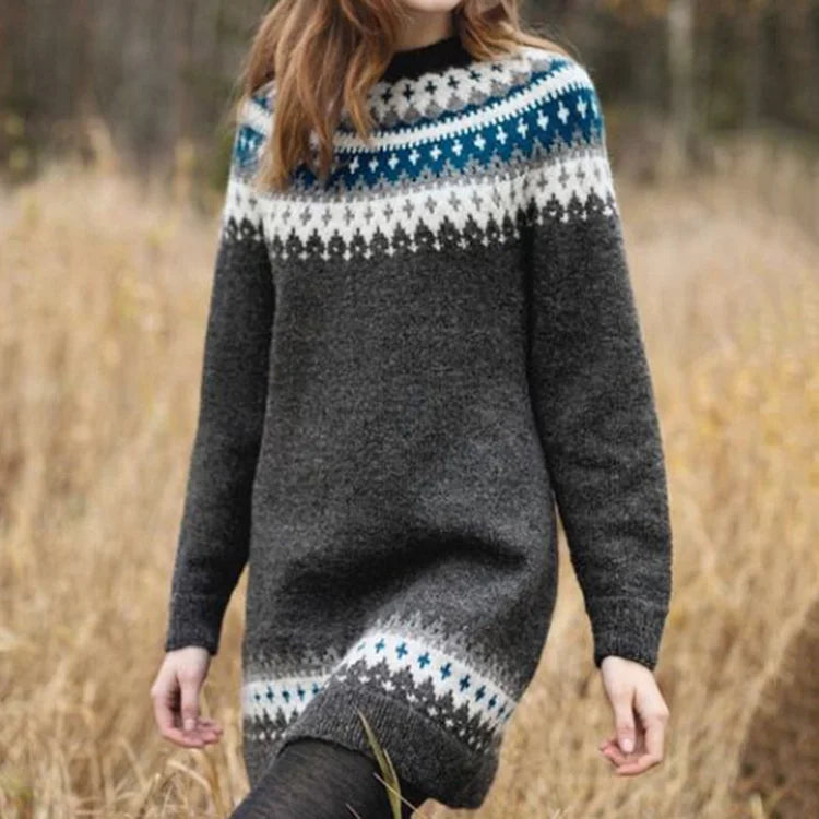 LUCIA | PULL MIDI IMPRIMÉ À MANCHES LONGUES