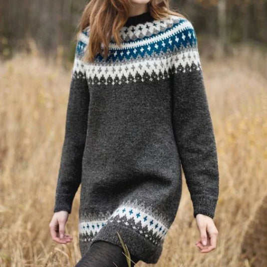 LUCIA | PULL MIDI IMPRIMÉ À MANCHES LONGUES