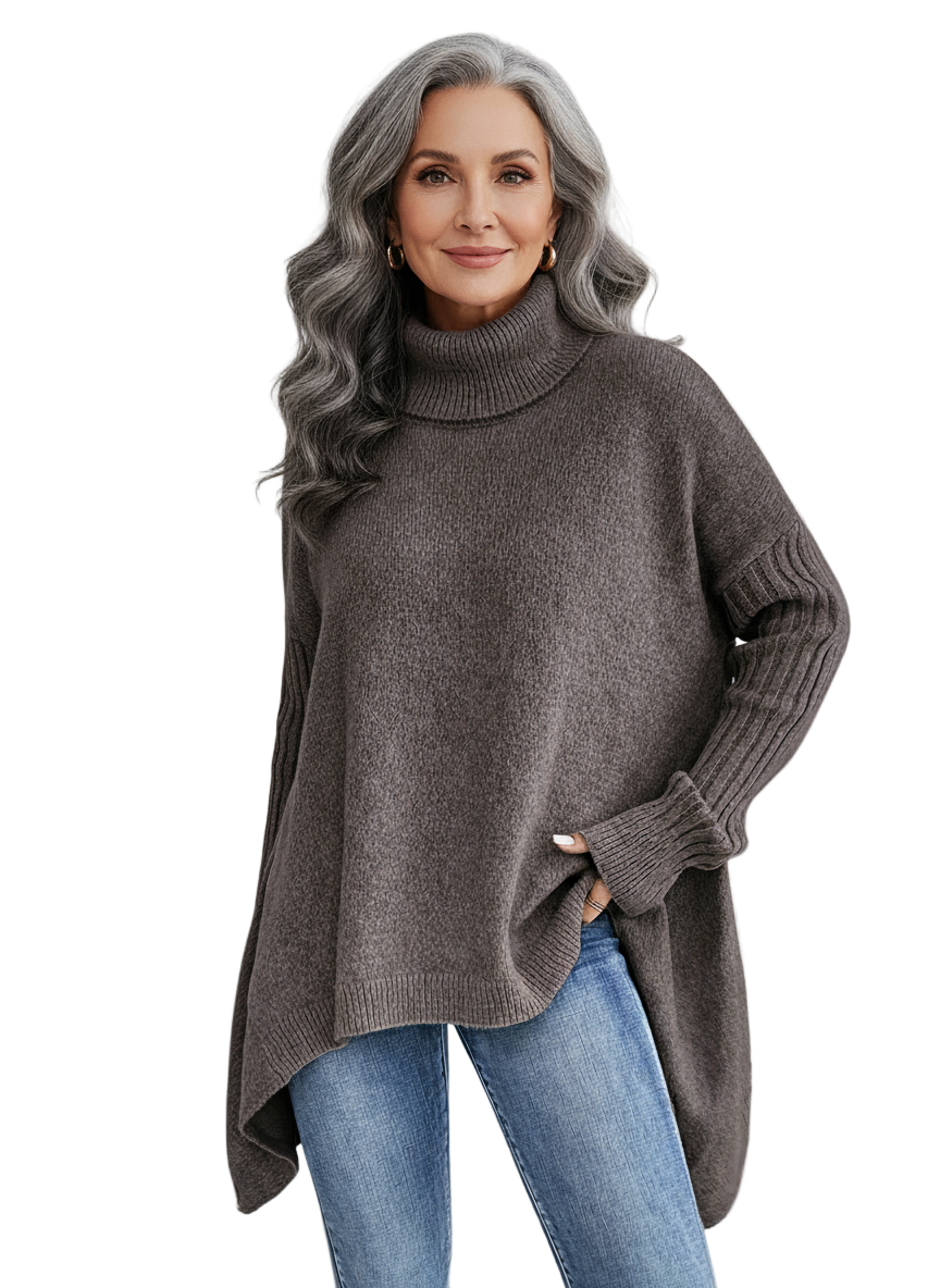 Jeanne | Pull long confortable à col roulé