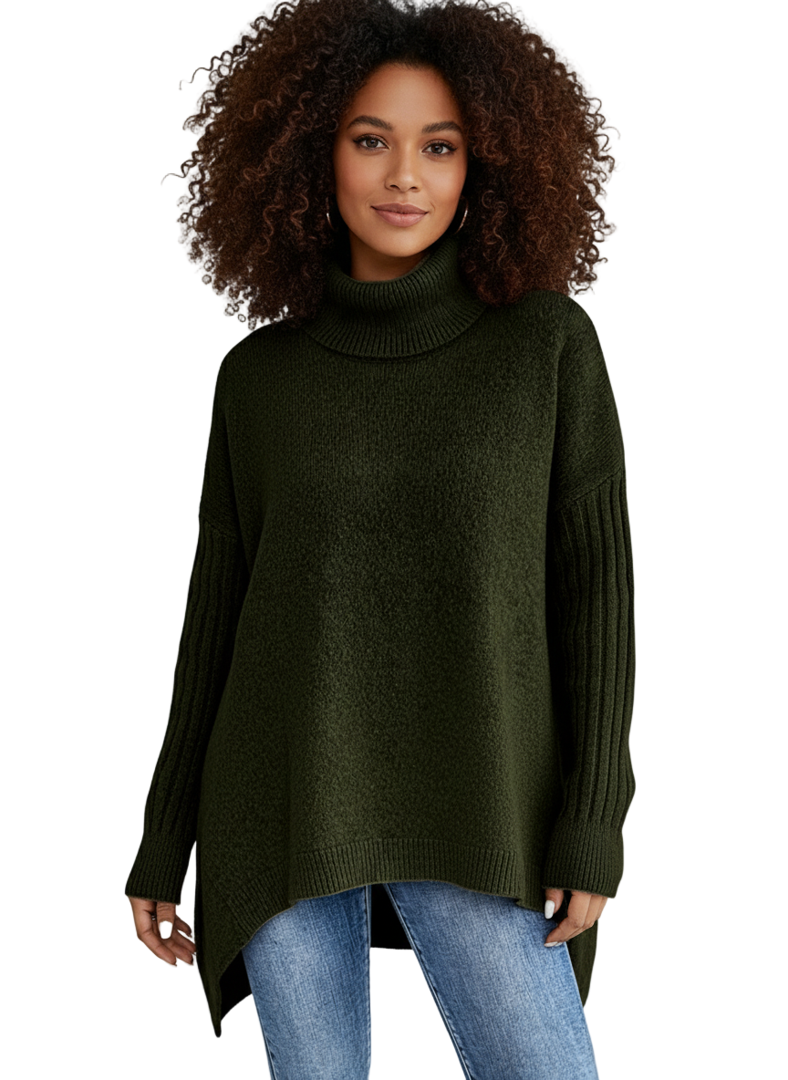 Jeanne | Pull long confortable à col roulé
