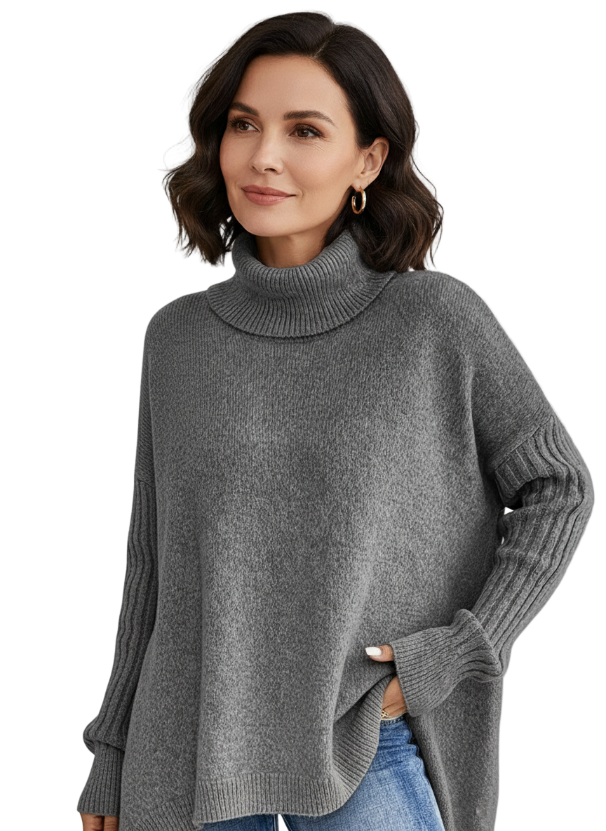 Jeanne | Pull long confortable à col roulé