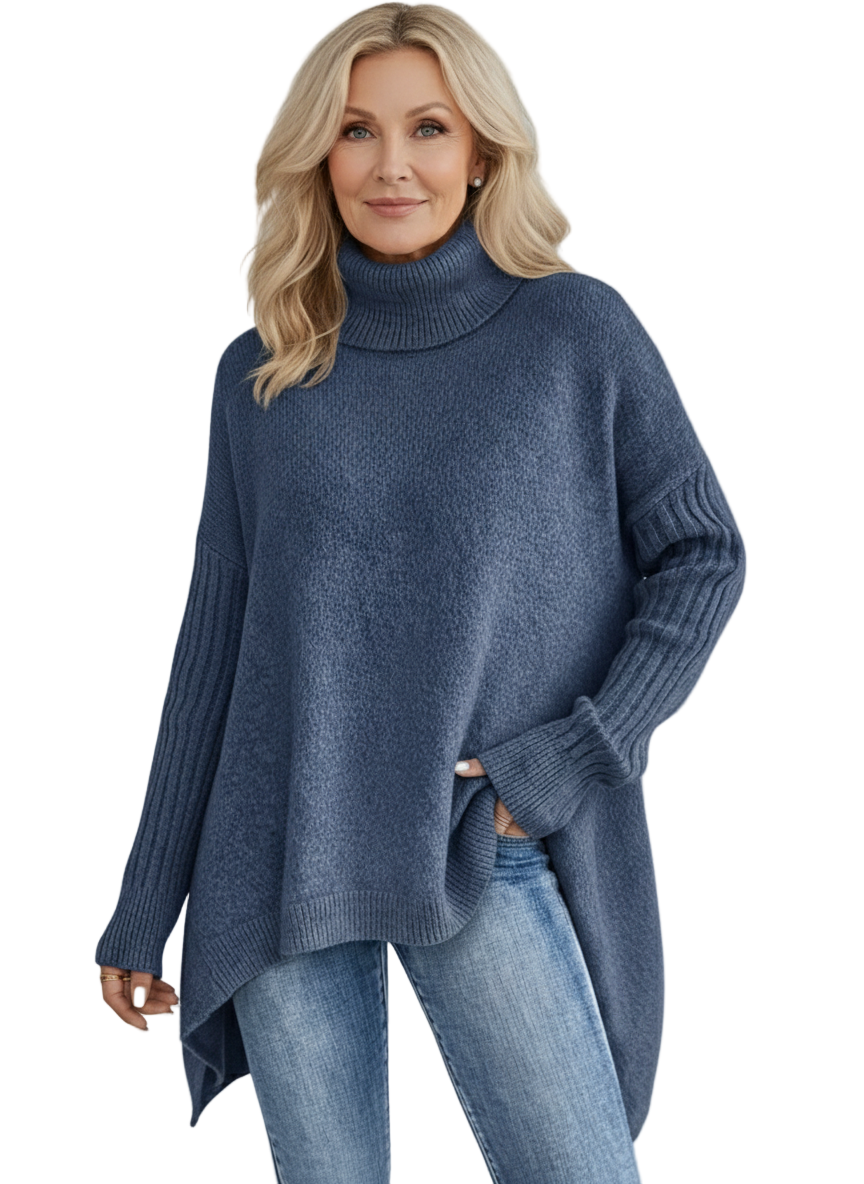 Jeanne | Pull long confortable à col roulé