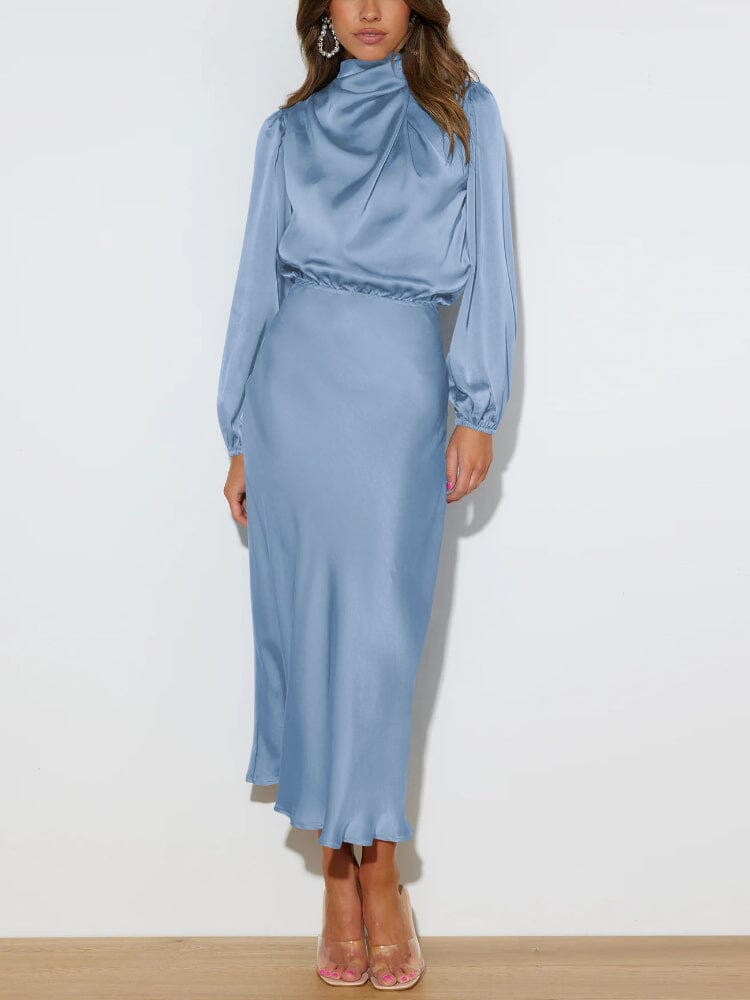 Evelyn | Élégante Robe en Soie à Manches Longues