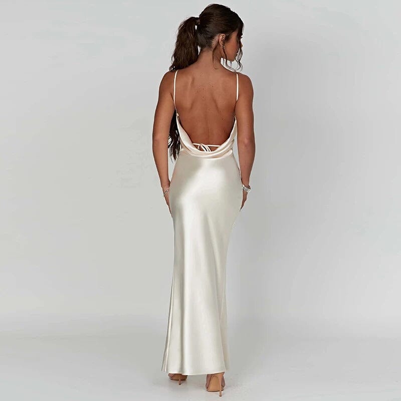 Lily | Robe Maxi en Satin avec Fines Bretelles