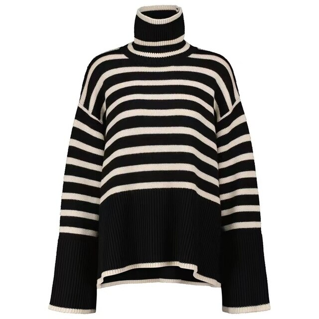 Yelena | Pull à col roulé rayé