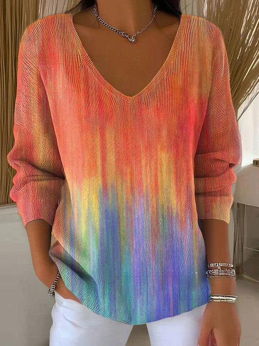 Béatrice – Pull coloré avec col en V