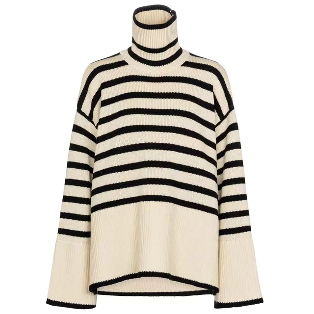 Yelena | Pull à col roulé rayé