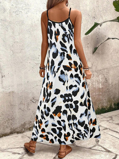 Elena | Robe d'Été à Bretelles Fines, Dos Nu et Imprimé Graphique