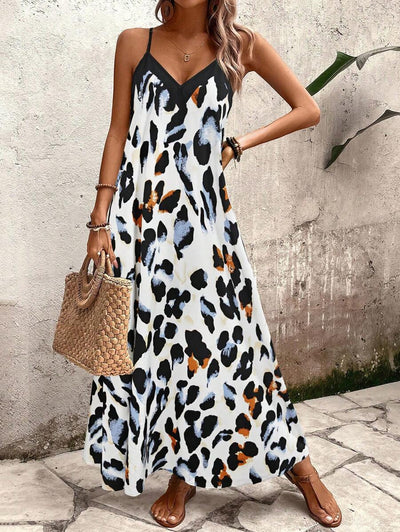 Elena | Robe d'Été à Bretelles Fines, Dos Nu et Imprimé Graphique