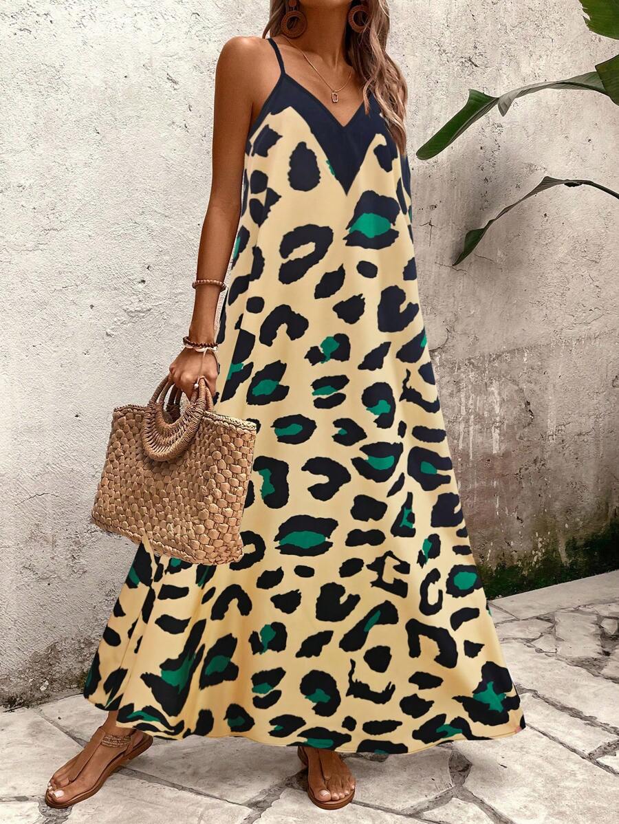 Elena | Robe d'Été à Bretelles Fines, Dos Nu et Imprimé Graphique