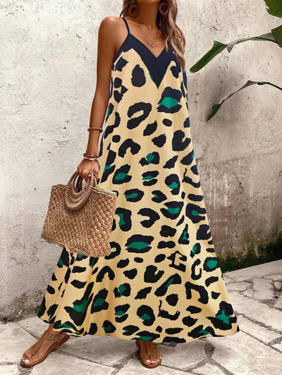 Elena | Robe d'Été à Bretelles Fines, Dos Nu et Imprimé Graphique