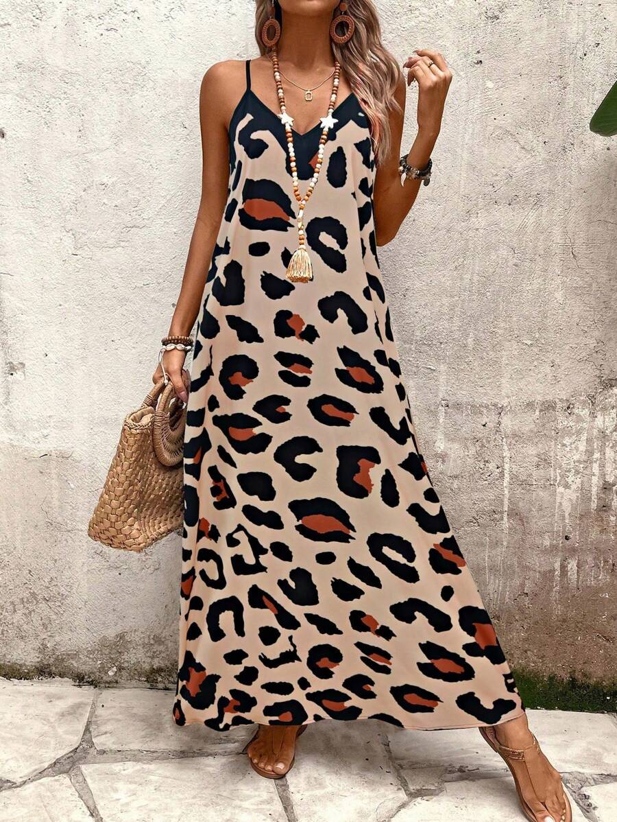 Elena | Robe d'Été à Bretelles Fines, Dos Nu et Imprimé Graphique