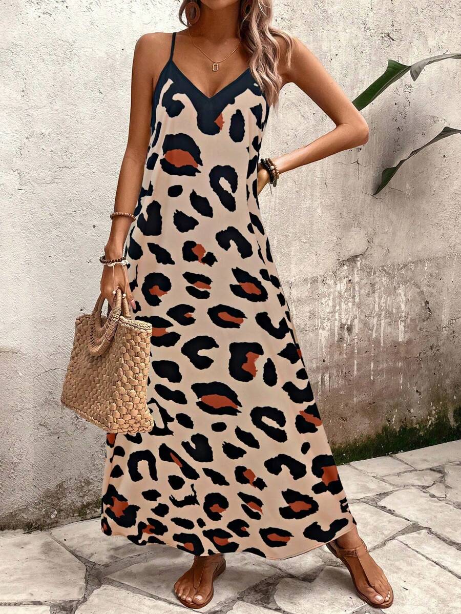 Elena | Robe d'Été à Bretelles Fines, Dos Nu et Imprimé Graphique