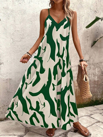 Elena | Robe d'Été à Bretelles Fines, Dos Nu et Imprimé Graphique