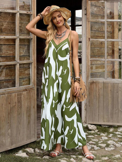 Elena | Robe d'Été à Bretelles Fines, Dos Nu et Imprimé Graphique
