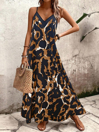 Elena | Robe d'Été à Bretelles Fines, Dos Nu et Imprimé Graphique