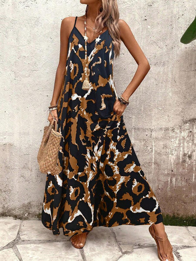 Elena | Robe d'Été à Bretelles Fines, Dos Nu et Imprimé Graphique