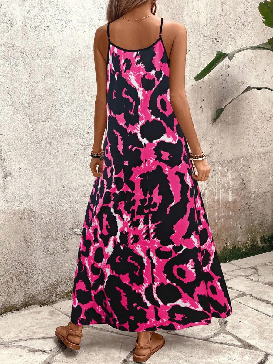 Elena | Robe d'Été à Bretelles Fines, Dos Nu et Imprimé Graphique