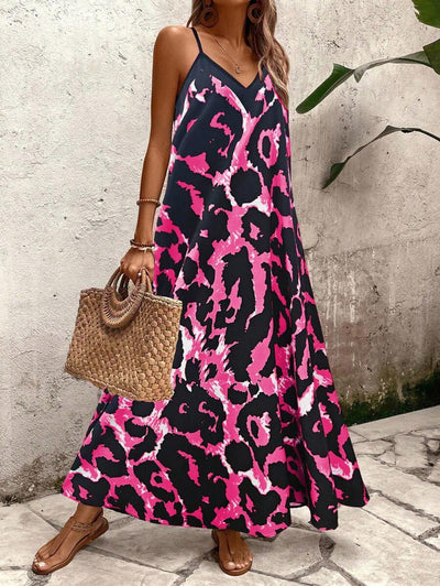 Elena | Robe d'Été à Bretelles Fines, Dos Nu et Imprimé Graphique