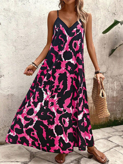 Elena | Robe d'Été à Bretelles Fines, Dos Nu et Imprimé Graphique