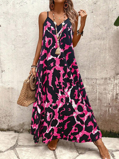 Elena | Robe d'Été à Bretelles Fines, Dos Nu et Imprimé Graphique