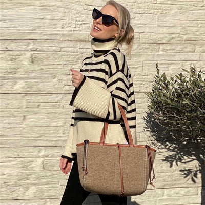 Yelena | Pull à col roulé rayé