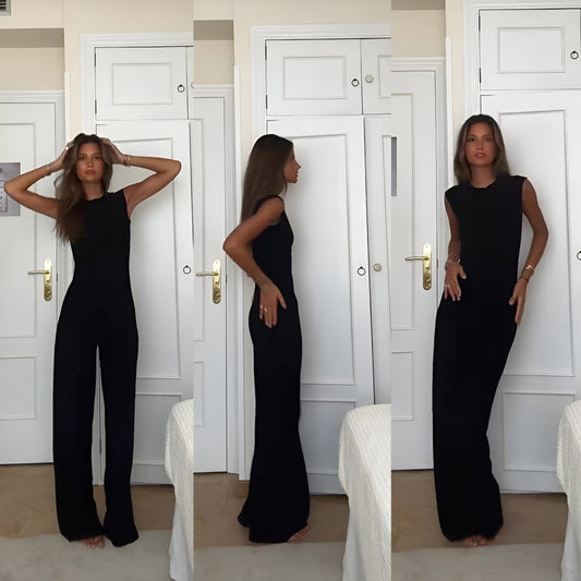 Mono élégant sans manches de style décontracté avec pantalon droit
