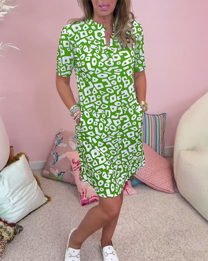 Viaro | Robe imprimée, col en V et poches