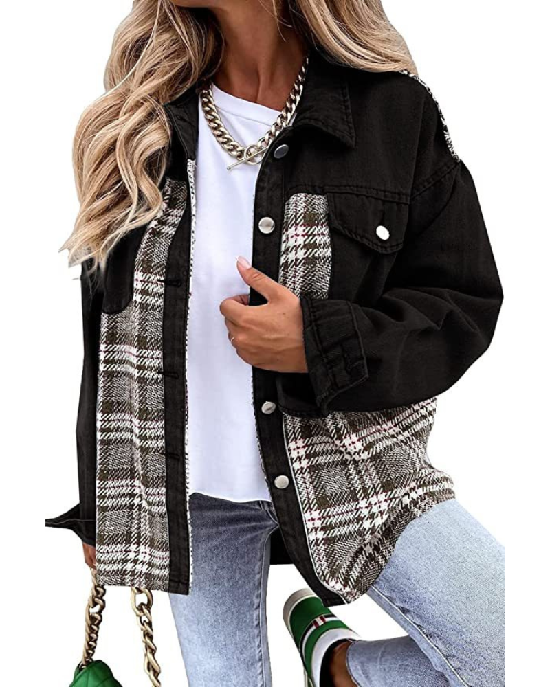 Skylar | Veste en Jean à Carreaux