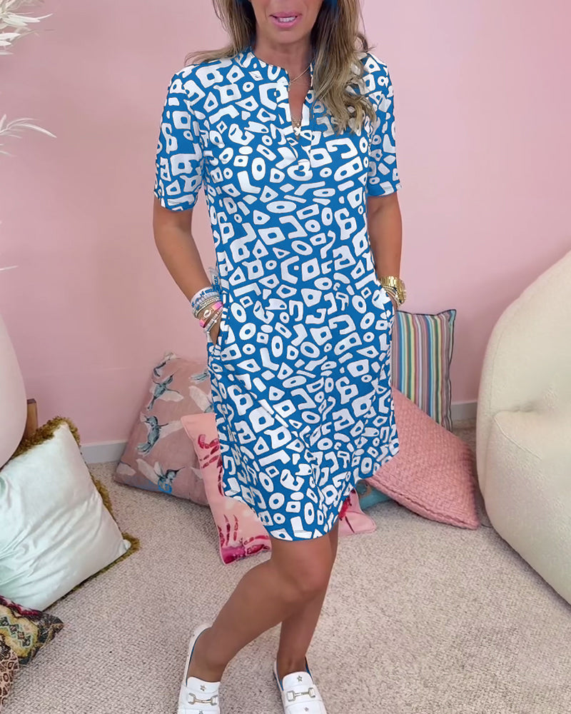 Viaro | Robe imprimée, col en V et poches