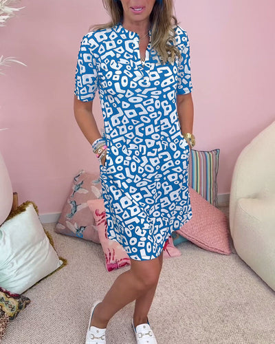 Viaro | Robe imprimée, col en V et poches