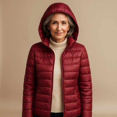Ruth & Eleanor™ | Veste Puffer à Capuche - Bourgogne