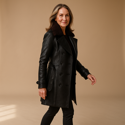 Ruth & Eleanor™ | Manteau Trench en Cuir Luxueux