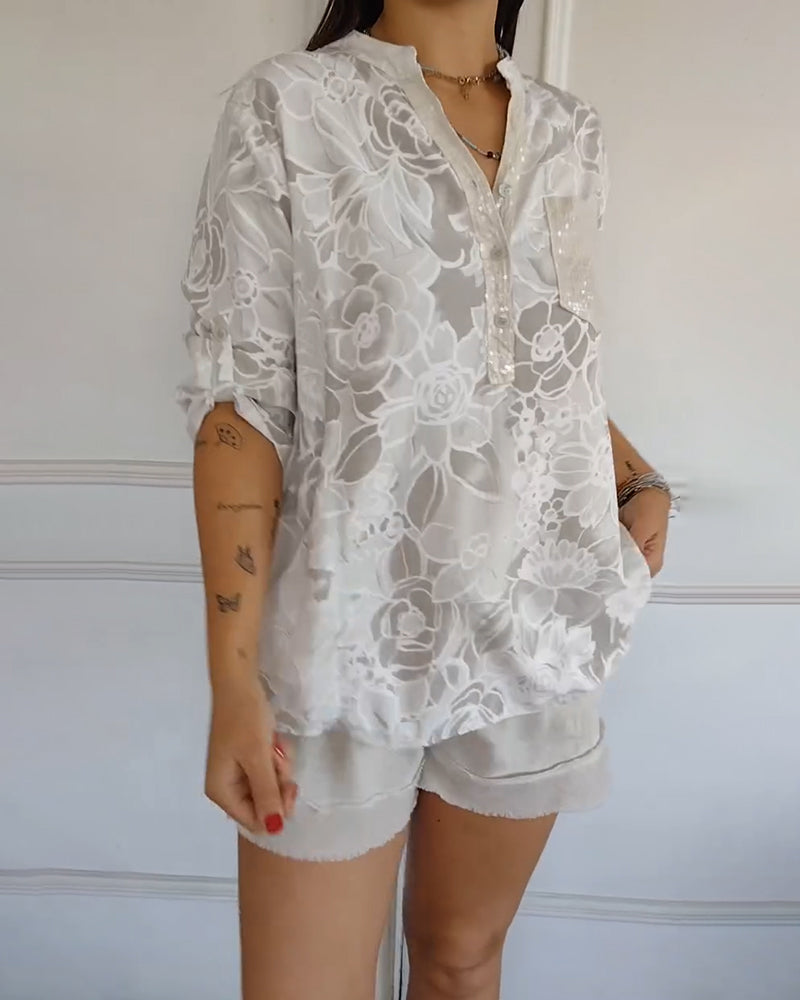 Sere | Blouse Col V Boutonnée Imprimée