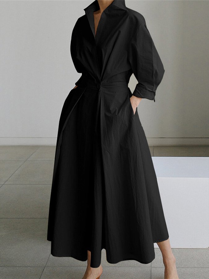 Brynn | Robe Swing A-Line avec Col Polo Chic
