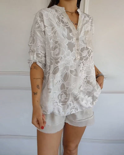 Sere | Blouse Col V Boutonnée Imprimée