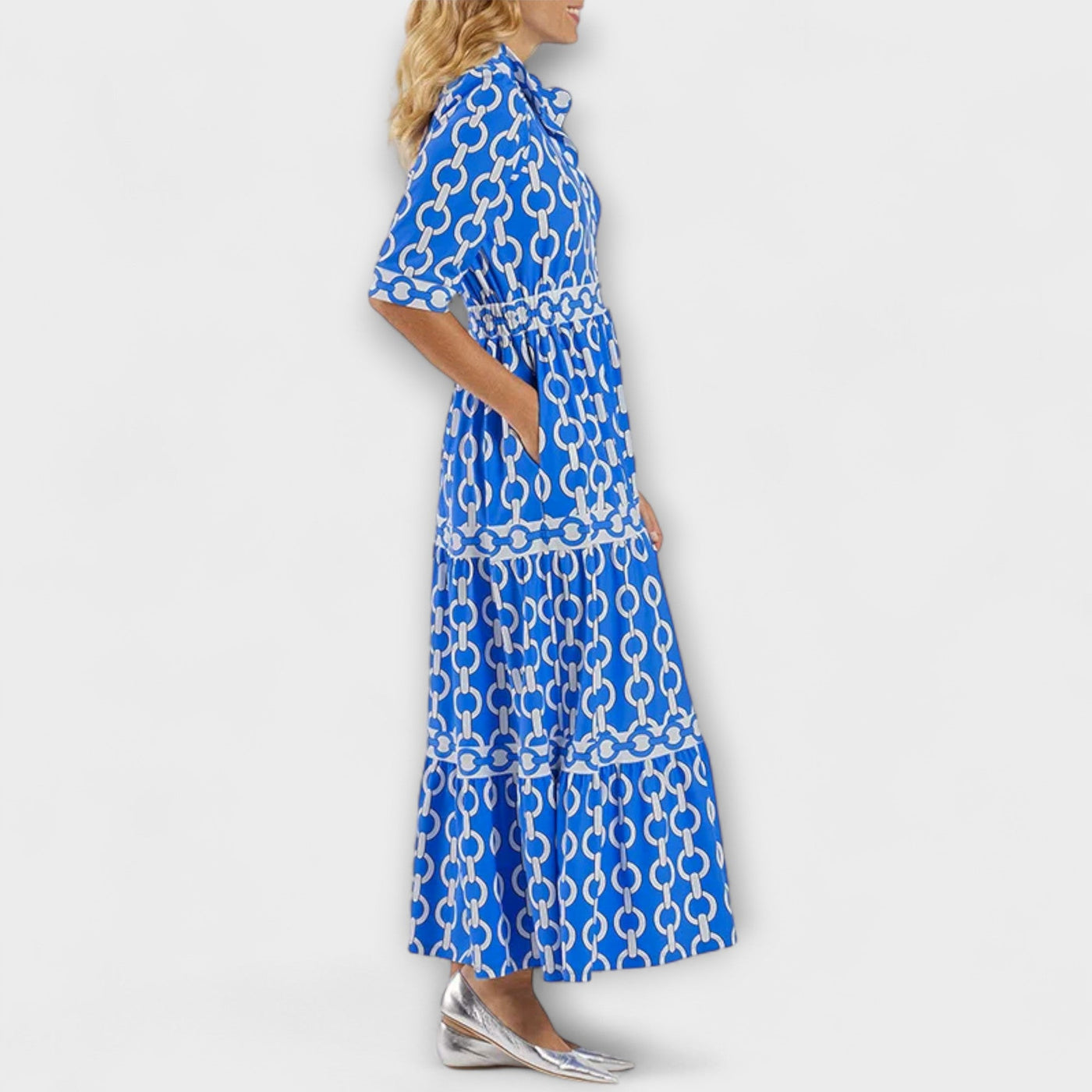 Sophia | Robe Midi avec Motif Chaîne