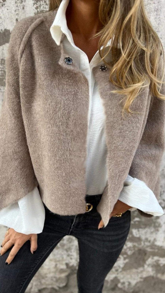 BEA | Manteau en laine femme à col rond et manches longues