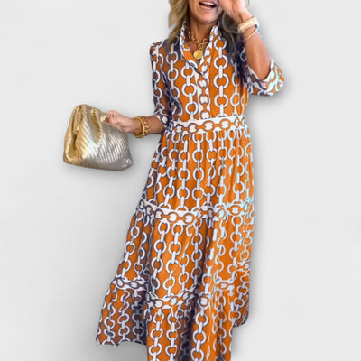 Sophia | Robe Midi avec Motif Chaîne