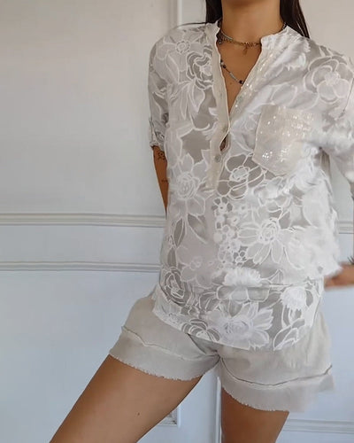 Sere | Blouse Col V Boutonnée Imprimée