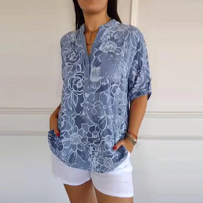 Sere | Blouse Col V Boutonnée Imprimée