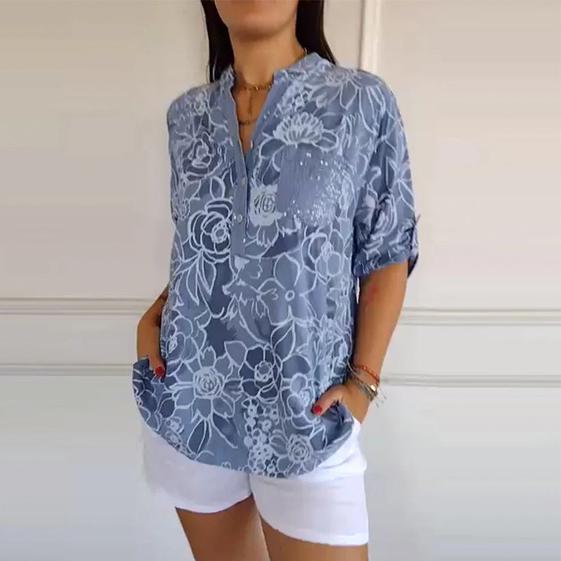 Sere | Blouse Col V Boutonnée Imprimée