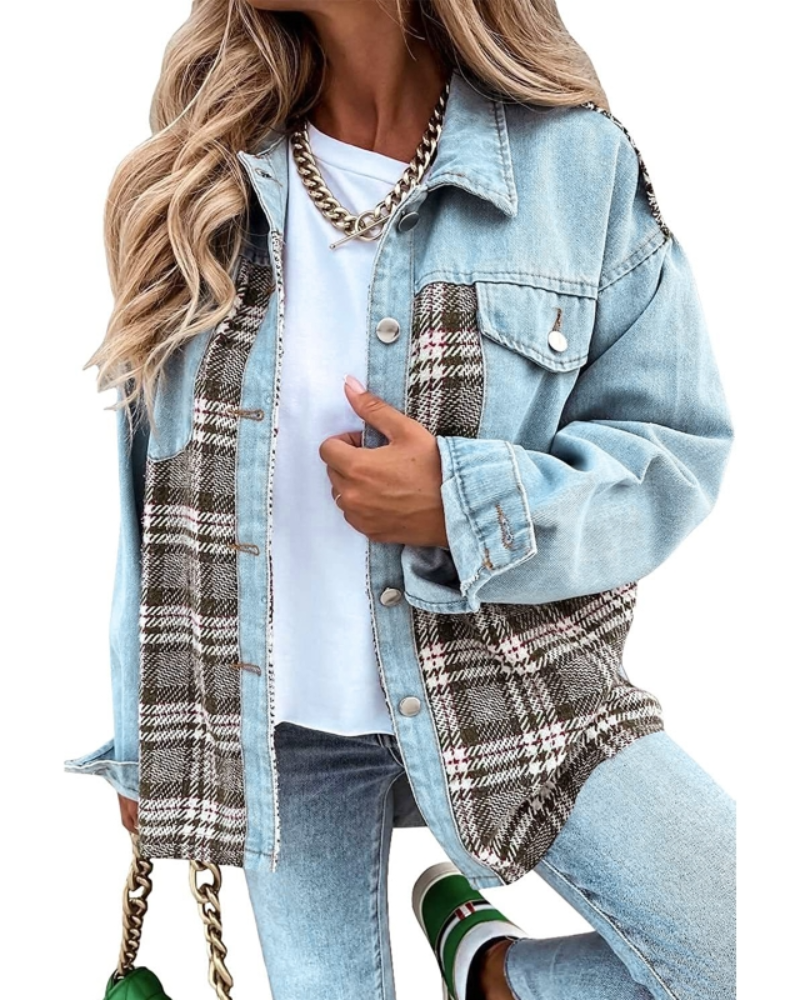 Skylar | Veste en Jean à Carreaux