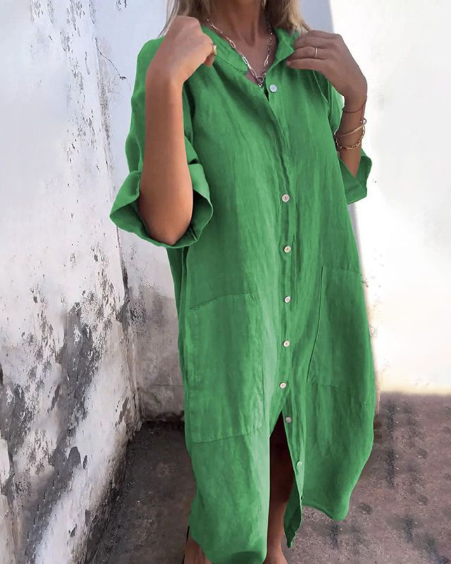MELANY | ROBE CHEMISE DÉCONTRACTÉE STYLE IBIZA EN LONGUEUR GENOU