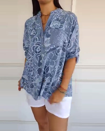 Sere | Blouse Col V Boutonnée Imprimée