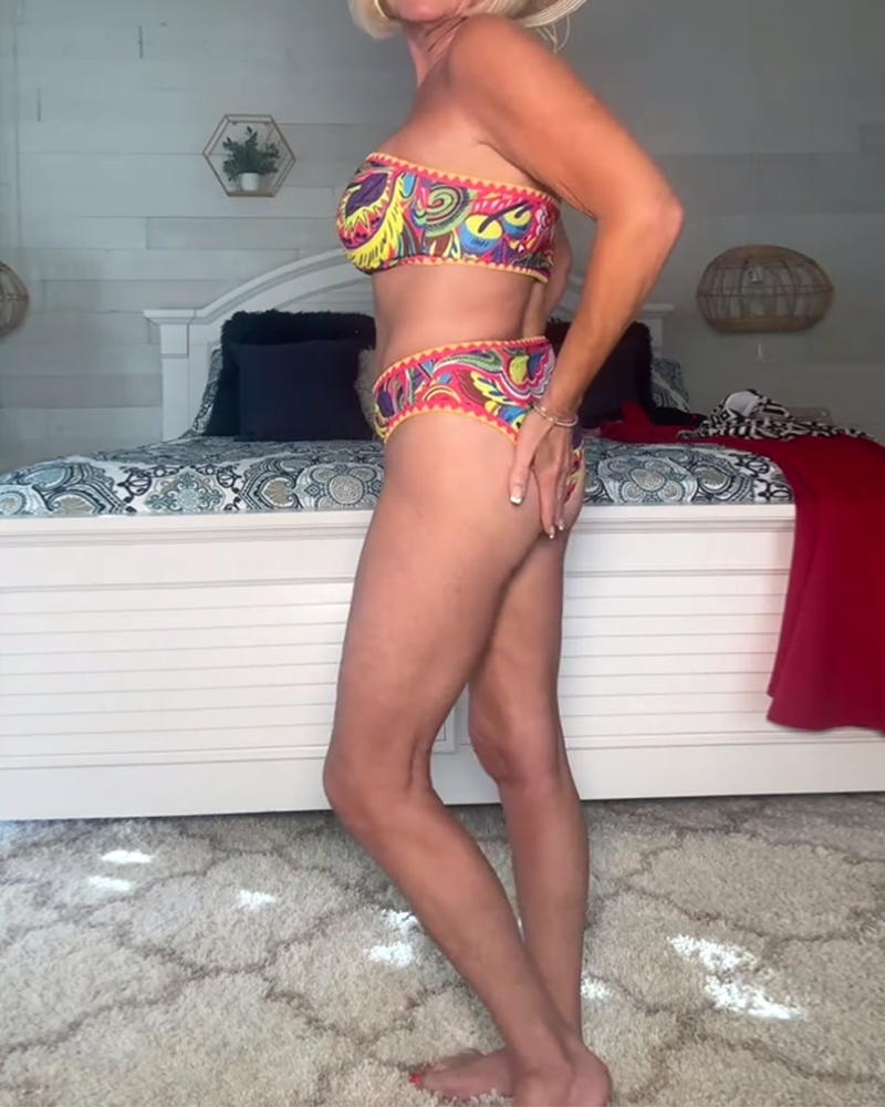 Emma | Maillot De Bain Sexy Tube Top Imprimé Deux Pièces